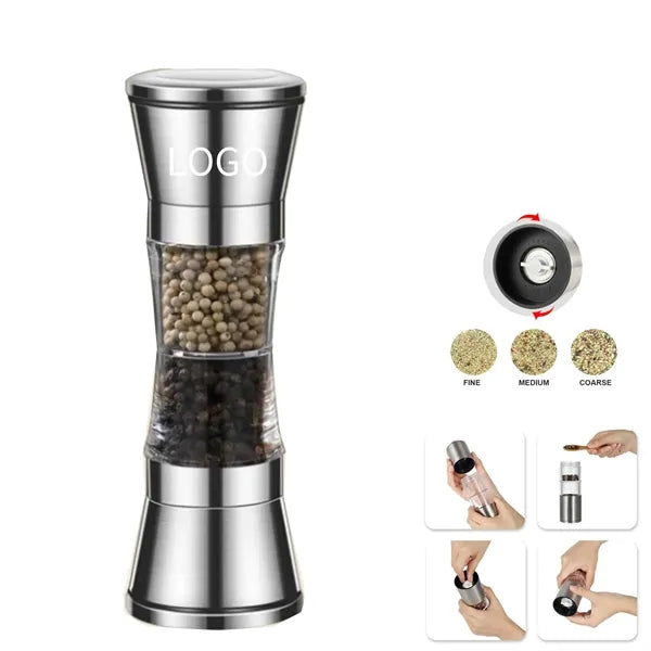 Double Stainless Steel Salt And Pepper Grinder Set