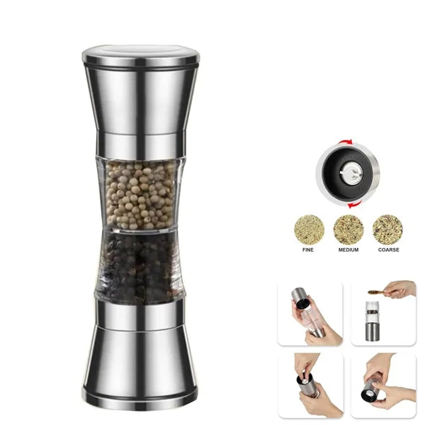 Double Stainless Steel Salt And Pepper Grinder Set