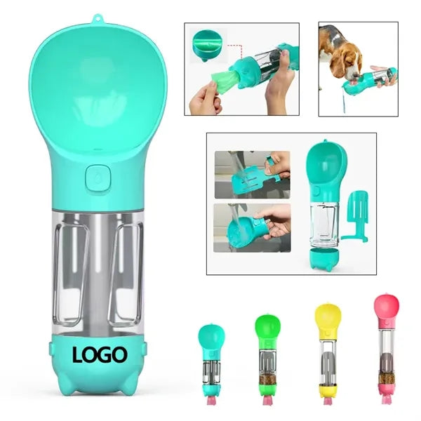 Pet Travel Water Bottle Dispenser With Food Container