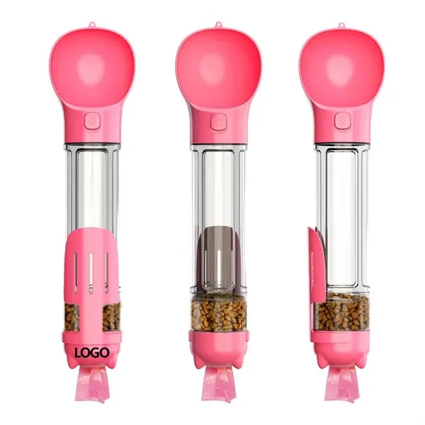 Pet Travel Water Bottle Dispenser With Food Container