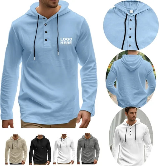 Sweatshirt Men's Lightweight Henley Hoodie