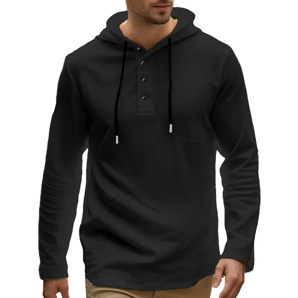 Sweatshirt Men's Lightweight Henley Hoodie