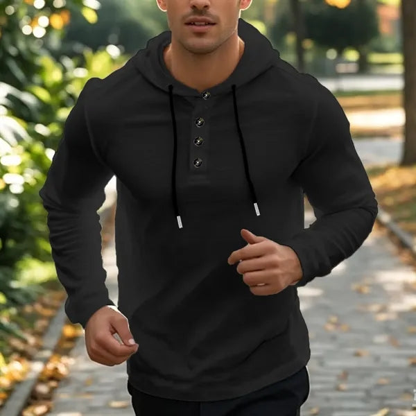 Sweatshirt Men's Lightweight Henley Hoodie