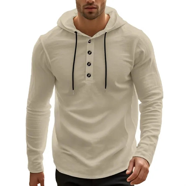 Sweatshirt Men's Lightweight Henley Hoodie