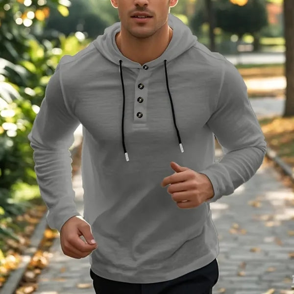 Sweatshirt Men's Lightweight Henley Hoodie