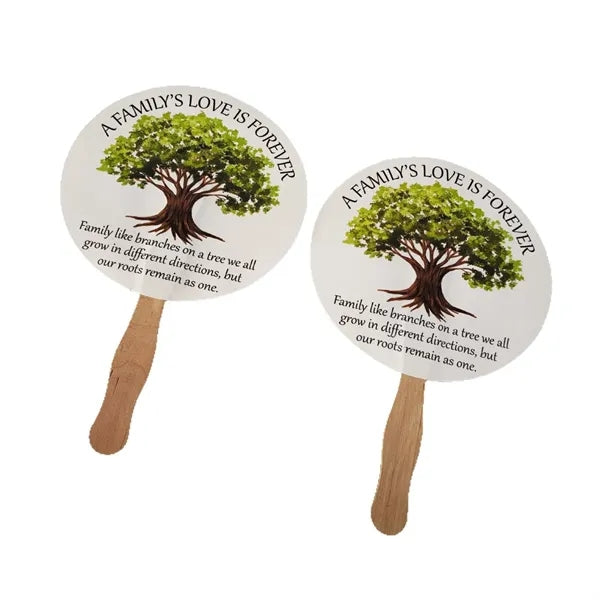 Handheld Paper Fan with Wooden Handle