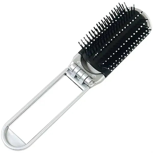 Compact Folding Hair Brush With Mirror