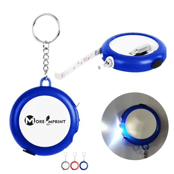 4 In 1 Pocket Tape Measure Keychain Screwdriver Tool W/Light