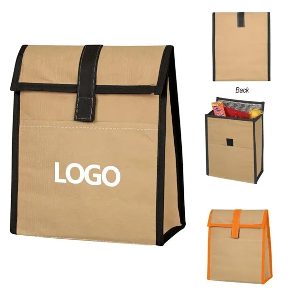 Brown Kraft Woven Paper Lunch Cooler Bag