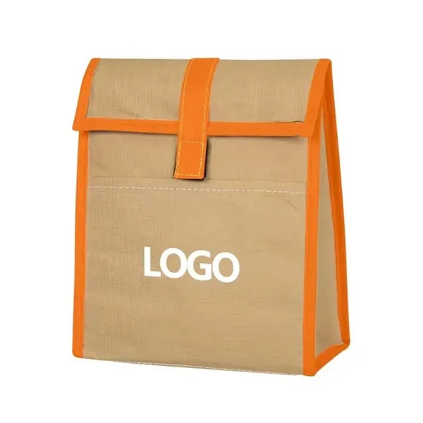 Brown Kraft Woven Paper Lunch Cooler Bag