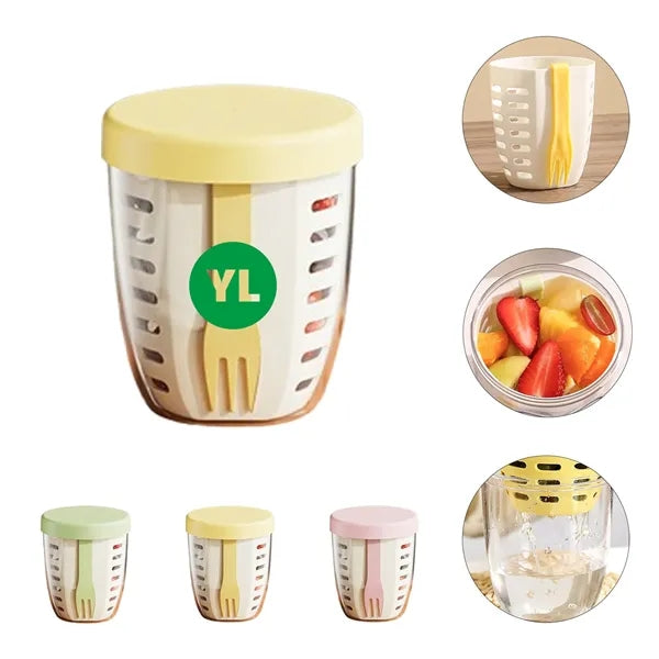 Drainable Fruit Salad Cup With Fork Free Shipping