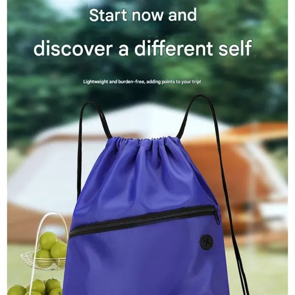 Drawstring Backpack with Zipper Pocket