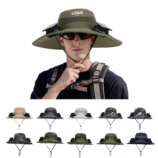Solar Wide Brim Sun Hat with 2 Solar Fan