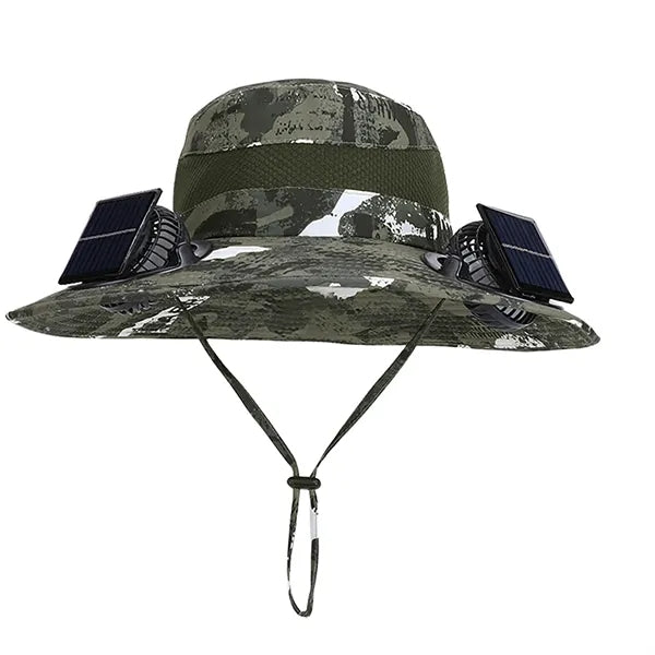 Solar Wide Brim Sun Hat with 2 Solar Fan