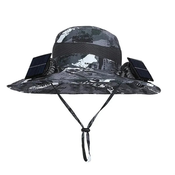 Solar Wide Brim Sun Hat with 2 Solar Fan