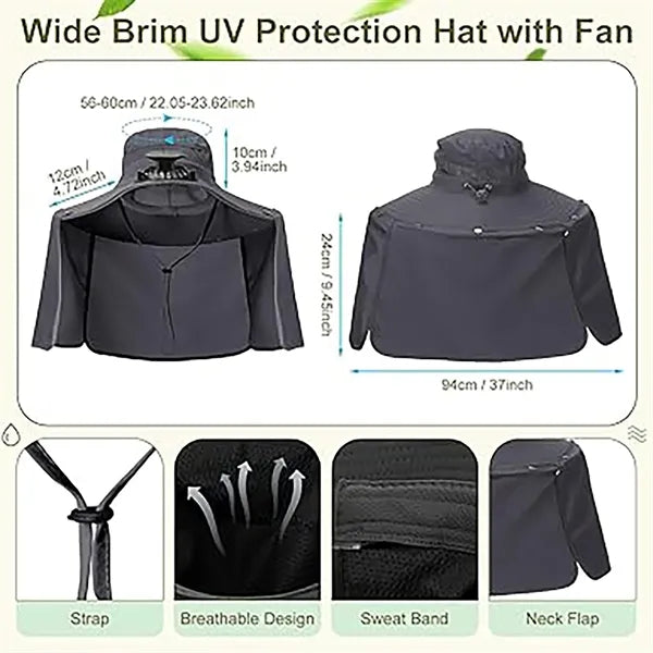 Solar-Powered Neck Fan Sun Hat