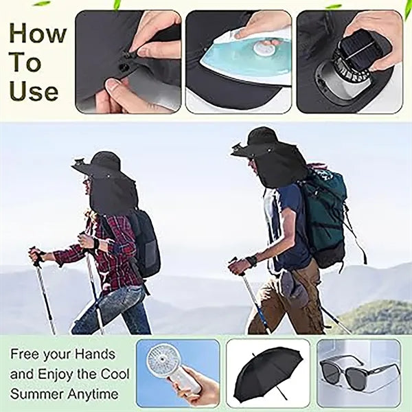 Solar-Powered Neck Fan Sun Hat