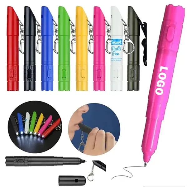 Ballpoint Pen with Keychain and LED