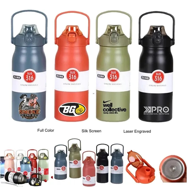 34 to 57oz Dual Drink Stainless Steel Vacuum Sports Bottle