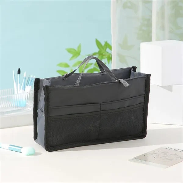 Womens Multi Pocket Handbag Organizer Travel Cosmetic Bag