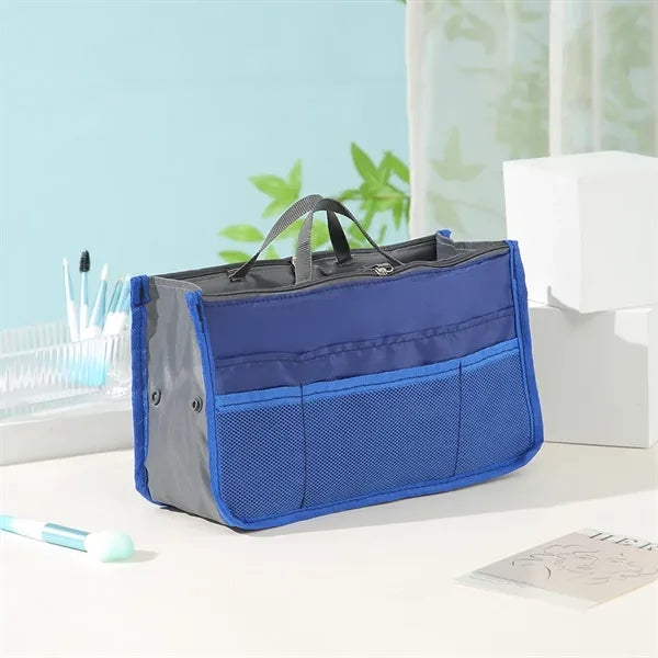 Womens Multi Pocket Handbag Organizer Travel Cosmetic Bag