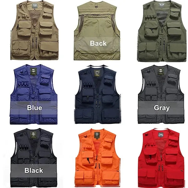 Casual Outdoor Safari Fishing Vest Jacket with Multi Pockets