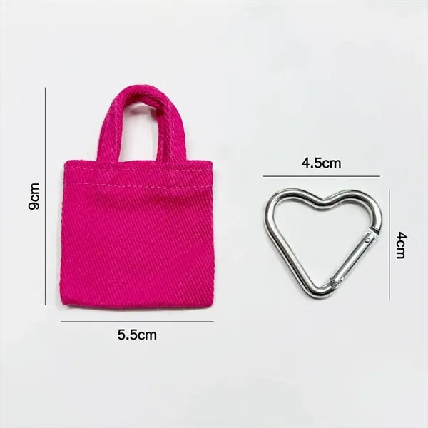 Mini Canvas Bag Charm Pouch Keychain Cute Accessory