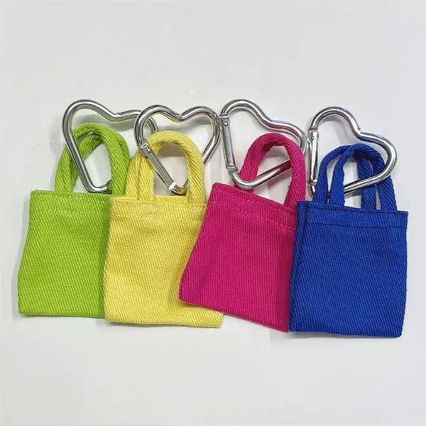 Mini Canvas Bag Charm Pouch Keychain Cute Accessory