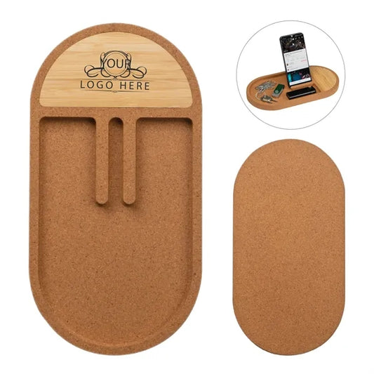 Cork Wireless Charging Pad Desktop Organizer