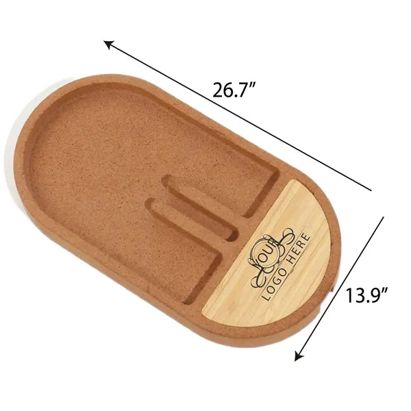 Cork Wireless Charging Pad Desktop Organizer