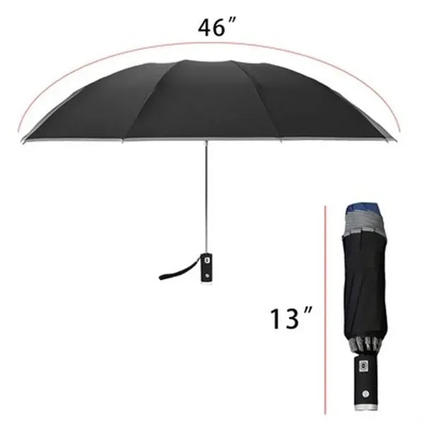 46" Umbrella with Safe Reflective Stripe and LED Flashlight