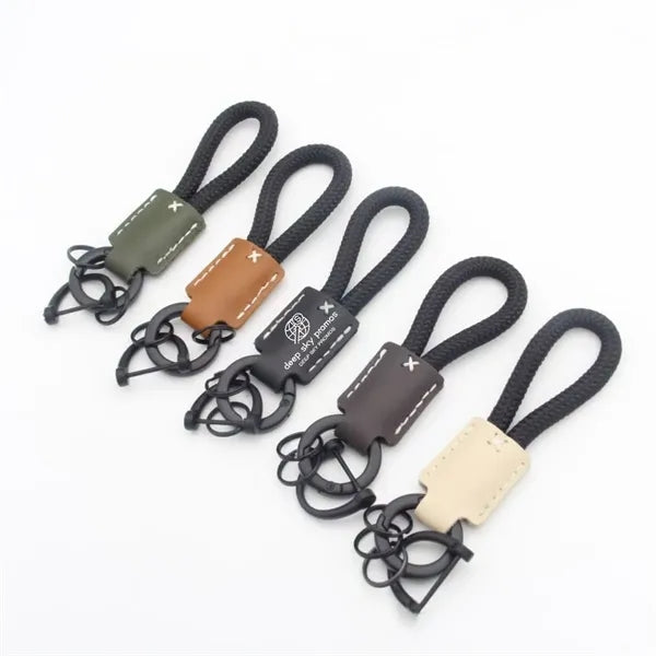 Braided Leather Keychain