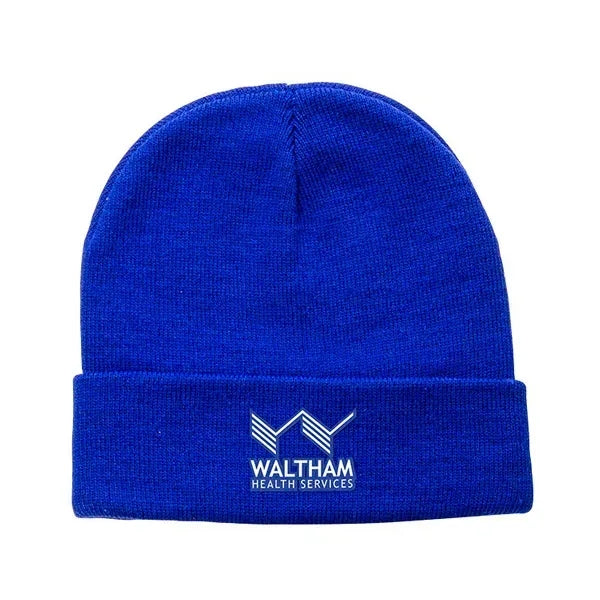 Knitted Acrylic Cuff Winter Beanie w/ Pom