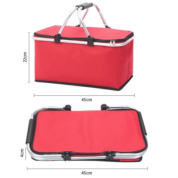 Portable Collapsible Insulated Picnic Basket with Handles