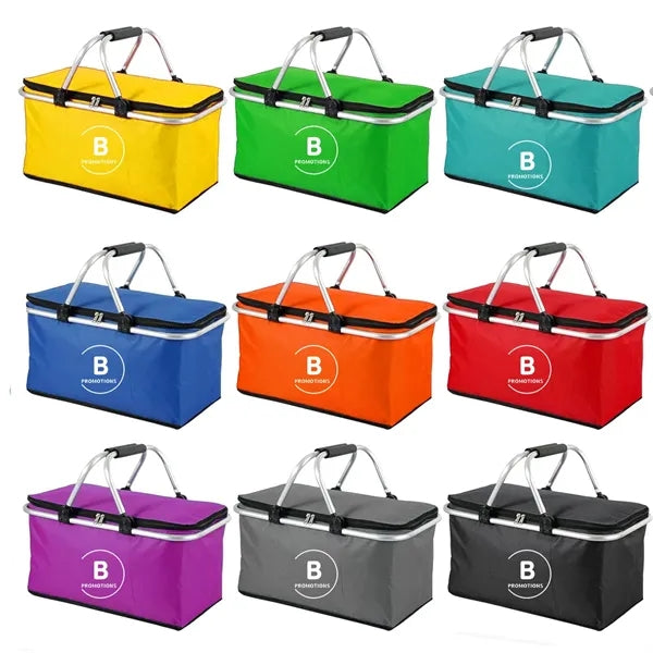 Portable Collapsible Insulated Picnic Basket with Handles