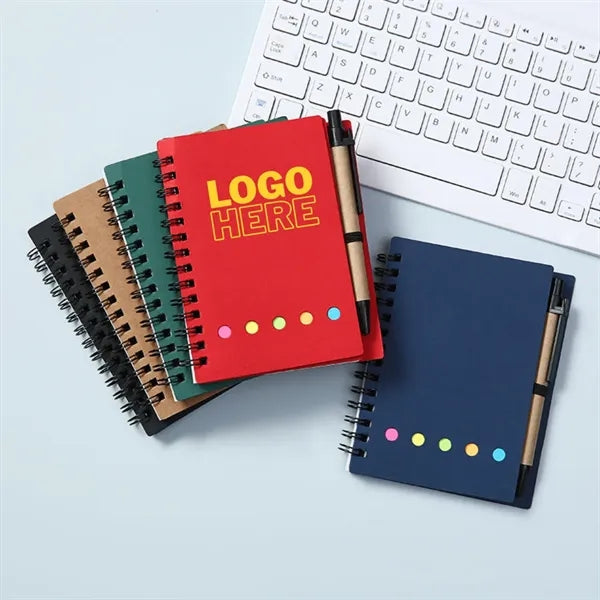 Eco Kraft Spiral Notebook with Pen and Sticky Notes