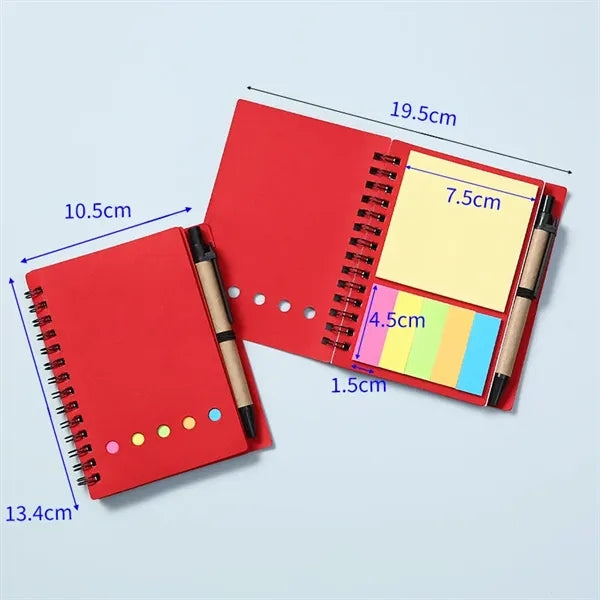 Eco Kraft Spiral Notebook with Pen and Sticky Notes