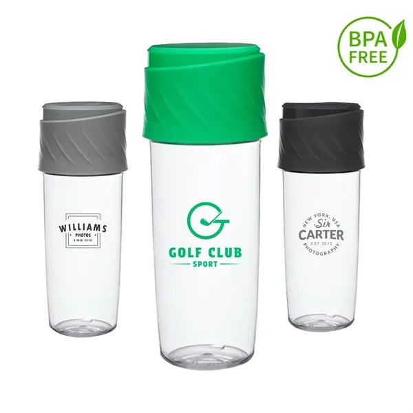 16 oz. BPA Free Dual Sip-N-Snack Plastic Sports Water Bottle