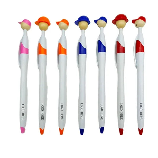 Baseball Cap Shaped Smile Face Plastic Ballpoint Pen