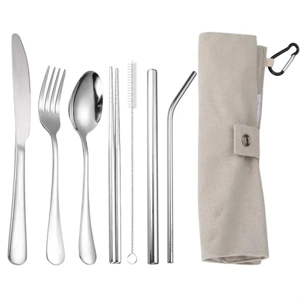 Portable 7 pcs Stainless Steel Cutlery Set