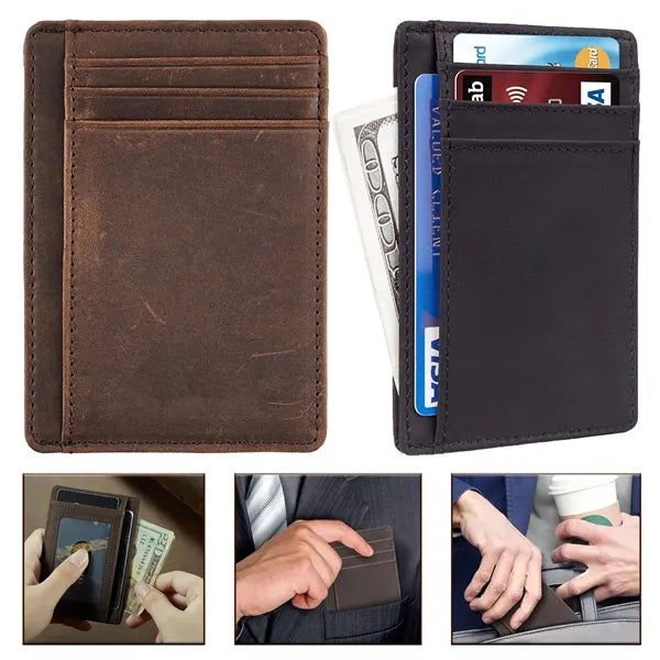 Leather RFID Blocking Medium Size Card Holder Wallet