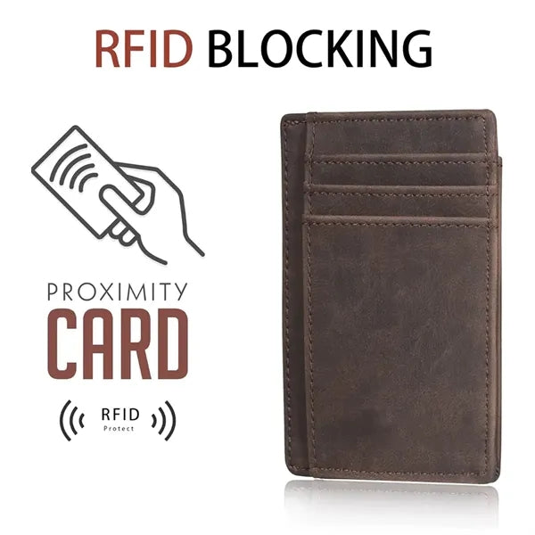 Leather RFID Blocking Medium Size Card Holder Wallet