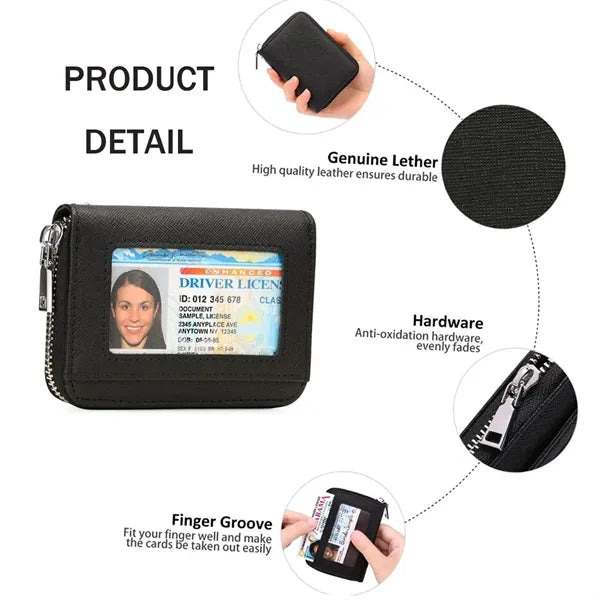 Credit Zipper Card Holder RFID Blocking KeyChain Wallet