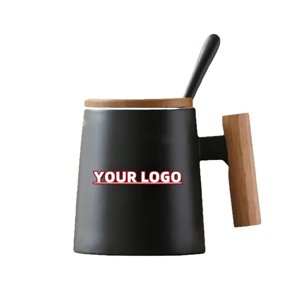 16oz Creative Ceramic Mug With Wooden Handle