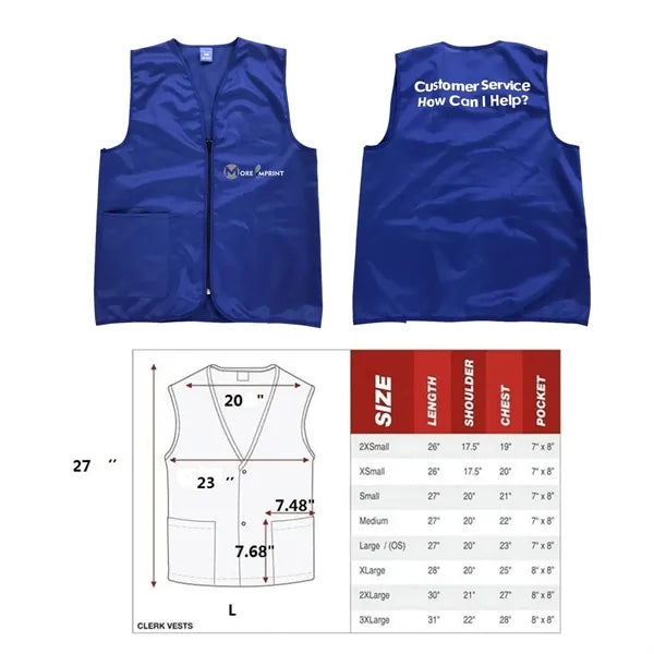 Supermarket Zipper clerk pocket staff Uniform Vest