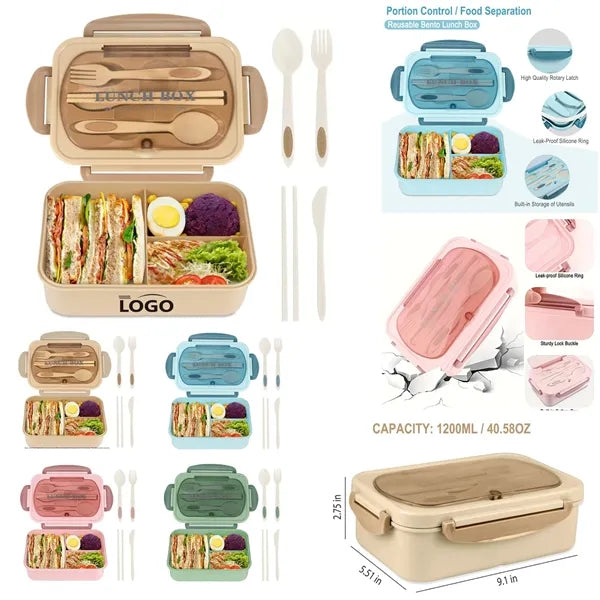 Compartmentalized Insulated Lunch Box With Utensils