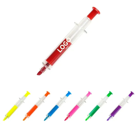 Syringe Shaped Double Ended Highlighter Ballpoint Pen