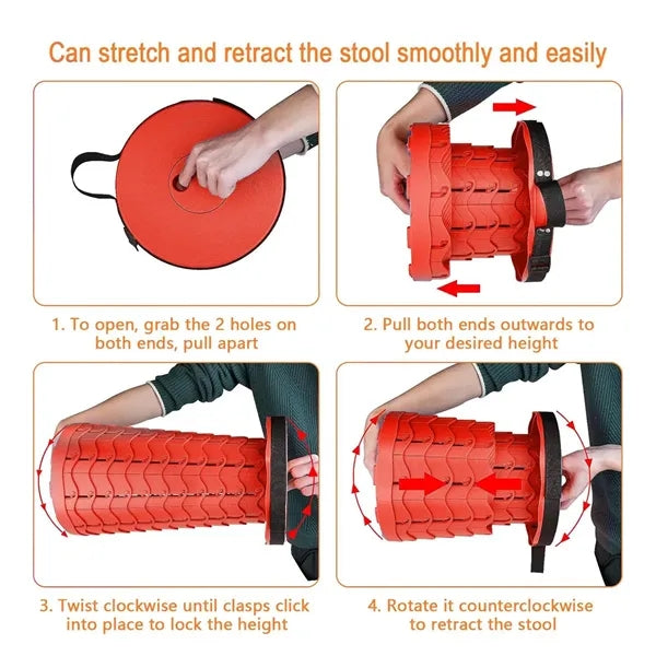 Upgraded Folding Lightweight Sturdy Retractable Stool
