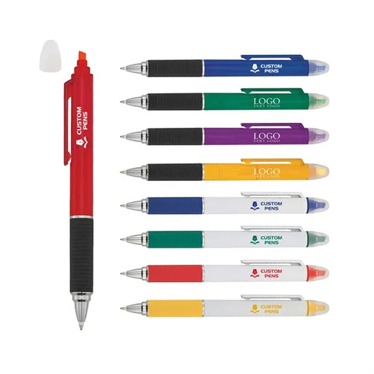 Rubber Grip Ballpoint Pen with Highlighter