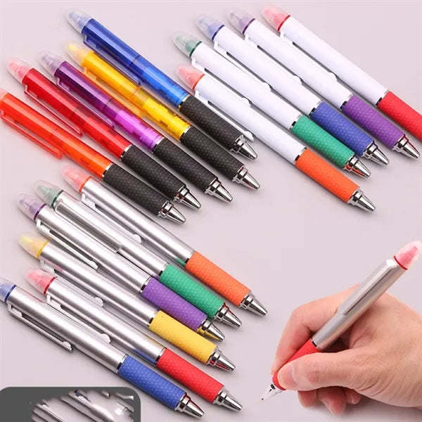Rubber Grip Ballpoint Pen with Highlighter